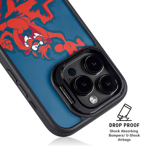 Looney Tunes Tasmanian Devil Blue iPhone 15 Pro Kickstand Case